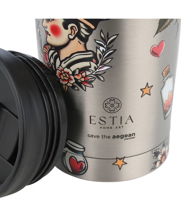 ESTIA ΘΕΡΜΟΣ TRAVEL MUG SAVE THE AEGEAN 350ml OLD SCHOOL INK ΘΕΡΜΟΣ-ΠΑΓΟΥΡΙΑ