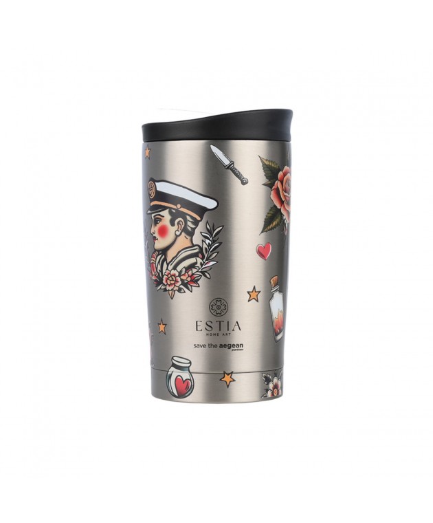 ESTIA ΘΕΡΜΟΣ TRAVEL MUG SAVE THE AEGEAN 350ml OLD SCHOOL INK ΘΕΡΜΟΣ-ΠΑΓΟΥΡΙΑ