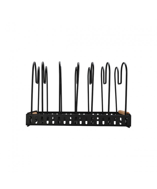 ESTIA ΘΗΚΗ ΜΕ ΔΙΑΧΩΡΙΣΤΙΚΑ BAMBOO ESSENTIALS ΜΕΤΑΛΛΙΚΗ ΜΕ ΧΕΡΟΥΛΙ 30.5x17.7x19cm ΜΑΥΡΗ Βάσεις Σκευών