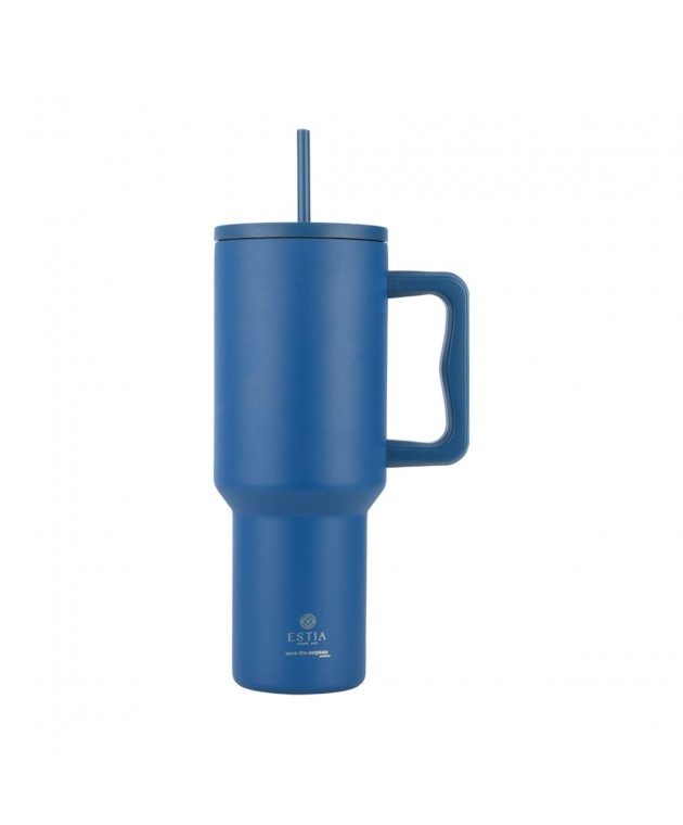 ESTIA ΘΕΡΜΟΣ STRAW TUMBLER XL SAVE THE AEGEAN 1200ml DENIM BLUE ΘΕΡΜΟΣ-ΠΑΓΟΥΡΙΑ