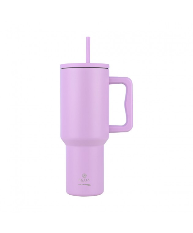 ESTIA ΘΕΡΜΟΣ STRAW TUMBLER XL SAVE THE AEGEAN 1200ml LAVENDER PURPLE ΘΕΡΜΟΣ-ΠΑΓΟΥΡΙΑ