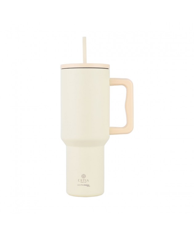 ESTIA ΘΕΡΜΟΣ STRAW TUMBLER XL SAVE THE AEGEAN 1200ml LILY WHITE ΘΕΡΜΟΣ-ΠΑΓΟΥΡΙΑ