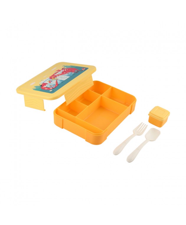 ESTIA ΠΑΙΔΙΚΟ ΦΑΓΗΤΟΔΟΧΕΙΟ SAVE THE AEGEAN 1330ml ΜΕ 5 ΘΗΚΕΣ FORTRESS DRAGON Φαγητοδοχεία