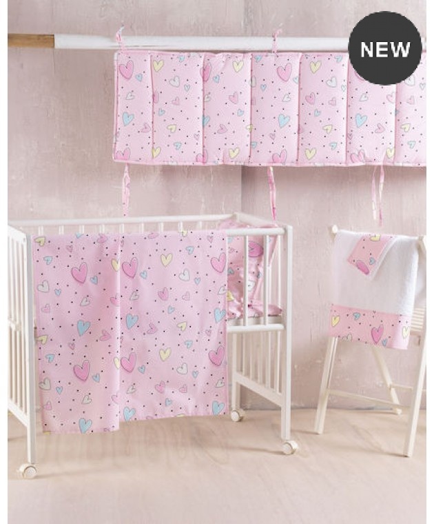Σεντόνι λίκνου (80Χ110) POP HEARTS, RYTHMOS HOME Βρεφικά Σεντόνια Λίκνου-Καλαθούνας