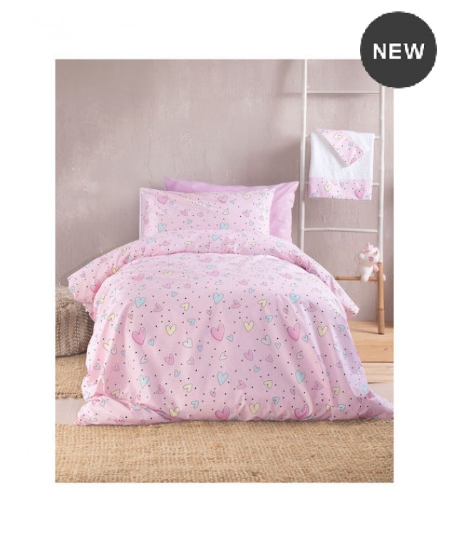 Σετ κουβερλί Υ/Δ (220Χ240) POP HEARTS, RYTHMOS HOME Κουβερλί Υπέρδιπλα