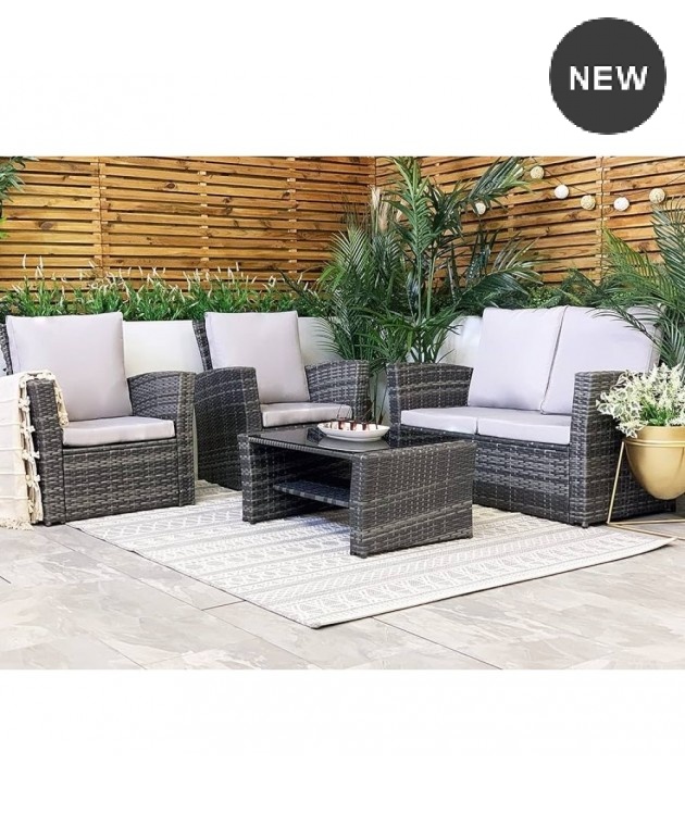 ΣΕΤ ΣΑΛΟΝΙ 4ΤΜΧ MALTA RATTAN WICKER ΓΚΡΙ-ΓΚΡΙ ΜΑΞΙΛΑΡΙΑ 01456-129 Σαλόνια Κήπου
