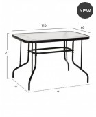 ΤΡΑΠΕΖΙ ADAM ΜΕΤΑΛΛΙΚΟ ΜΑΥΡΟ ΜΕ ΓΥΑΛΙΝΗ ΕΠΙΦΑΝΕΙΑ 110Χ60Χ71Υεκ. 71642-2490 Μεταλλικά