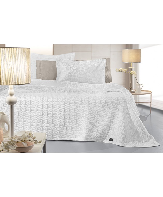 Κουβέρτα Oasis White 245x260 Κουβέρτες Βαμβακερές Υπέρδιπλες