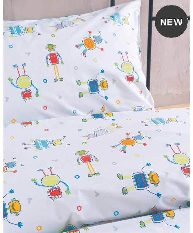 Σετ μαξιλαροθήκες παιδικές (50Χ70) ROBOT CHAT, RYTHMOS HOME Παιδικές Μαξιλαροθήκες