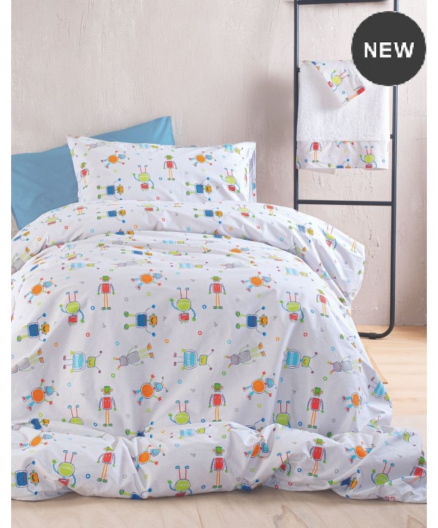 Σετ μαξιλαροθήκες παιδικές (50Χ70) ROBOT CHAT, RYTHMOS HOME Παιδικές Μαξιλαροθήκες