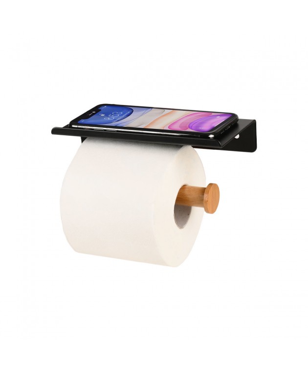 ESTIA ΧΑΡΤΟΘΗΚΗ ΕΠΙΤΟΙΧΙΑ BAMBOO ESSENTIALS ΜΕ ΘΕΣΗ ΓΙΑ ΚΙΝΗΤΟ ΜΕΤΑΛΛΙΚΗ ΜΑΥΡΗ Χαρτοθήκες