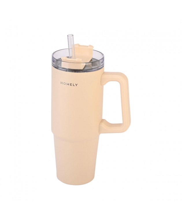 HOMELY ΘΕΡΜΟΣ STRAW TUMBLER 900ml SANDSTONE ΘΕΡΜΟΣ-ΠΑΓΟΥΡΙΑ
