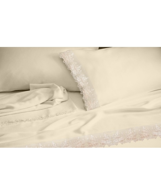 Σετ σεντόνια νυφικά Υ/Δ (240Χ260+2) LACE ECRU, MAKIS TSELIOS Νυφικά Σεντόνια