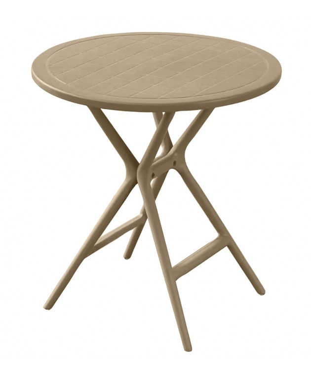 Στρογγυλό Taupe Τραπέζι Πολυπροπυλενίου Με Uv Προστασία 68 x 70(h)cm Rattan