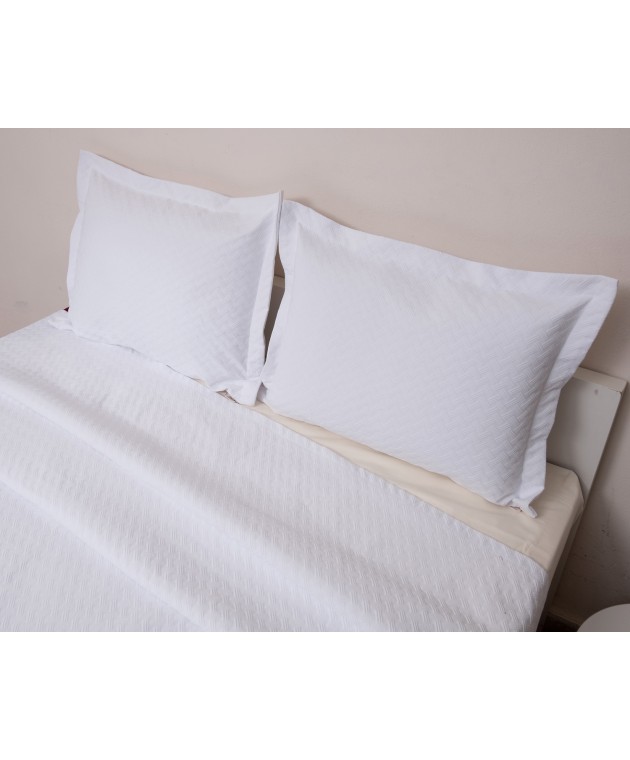 Κουβέρτα Polycotton Ημίδιπλη 170x260 Δήλος Λευκό Κουβέρτες Βαμβακερές Μονές