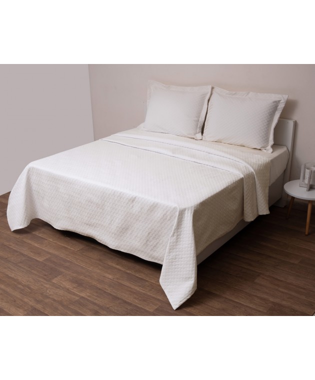 Κουβέρτα Polycotton Υπέρδιπλη 230x270 Δήλος Εκρού Κουβέρτες Βαμβακερές Υπέρδιπλες