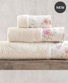 Σετ πετσέτες 3 τεμ. (ΣΕ ΣΑΚΟΥΛΑ) SORIN ECRU-PINK, RYTHMOS HOME Σετ πετσέτες Mπάνιου