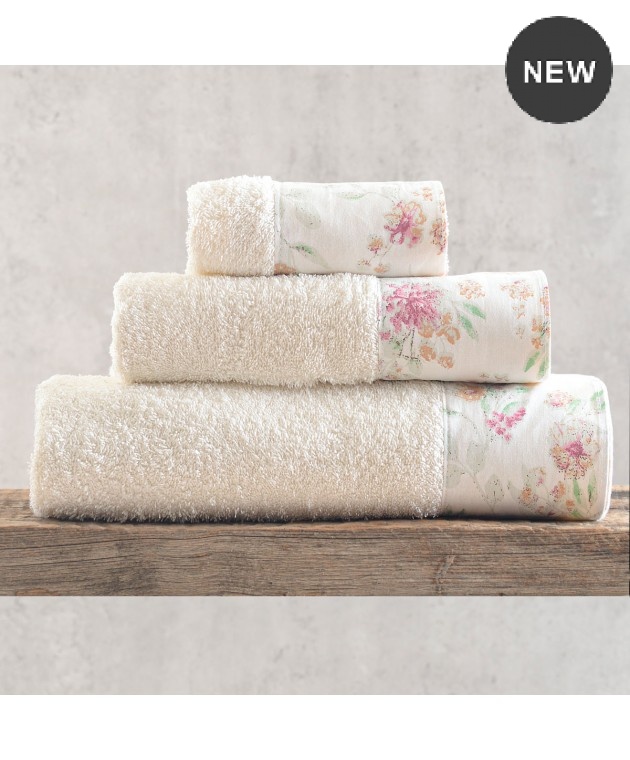 Σετ πετσέτες 3 τεμ. (ΣΕ ΣΑΚΟΥΛΑ) SORIN ECRU-PINK, RYTHMOS HOME Σετ πετσέτες Mπάνιου
