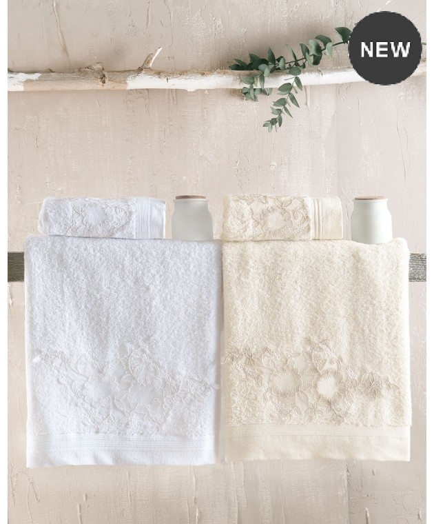 Σετ πετσέτες μπάνιου 3 τεμ. RHEA WHITE, RYTHMOS HOME Σετ πετσέτες Mπάνιου