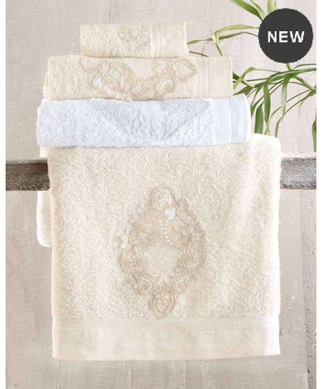 Σετ πετσέτες μπάνιου 3 τεμ. CYBELE WHITE, RYTHMOS HOME Σετ πετσέτες Mπάνιου