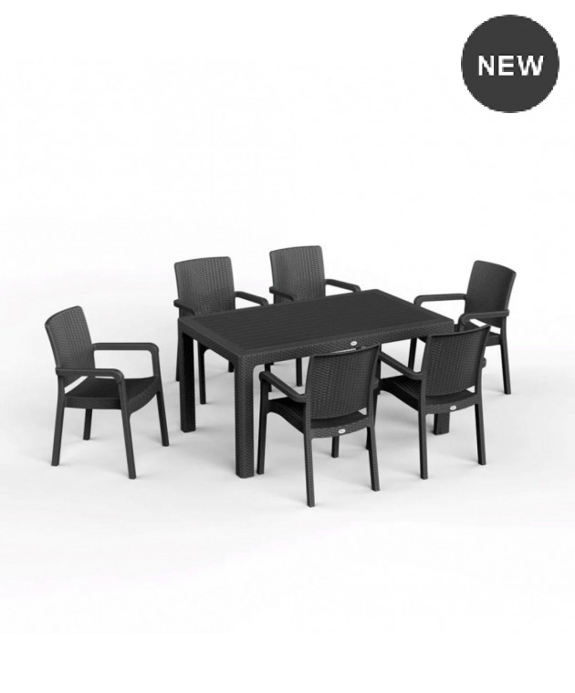 Σετ 7τμχ DUBAI ΠΟΛΥΠΡΟΠΥΛΕΝΙΟΥ 120x70 ΑΝΘΡΑΚΙ 1801-8830 Τραπεζαρίες