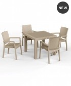 ΣΕΤ 5 ΤΜΧ DUBAI ΠΟΛΥΠΡΟΠΥΛΕΝΙΟΥ 90X90 RATTAN CAPPUCCINO 66300-6850 Τραπεζαρίες