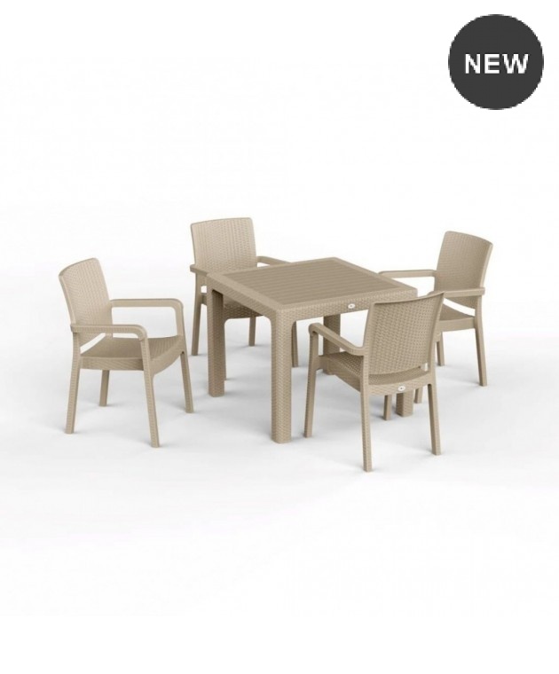 ΣΕΤ 5 ΤΜΧ DUBAI ΠΟΛΥΠΡΟΠΥΛΕΝΙΟΥ 90X90 RATTAN CAPPUCCINO 66300-6850 Τραπεζαρίες
