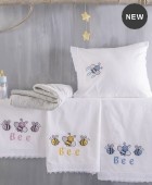 Σετ σεντόνια κούνιας (105Χ160) ΗΟΝΕΥ ΒΕΕ YELLOW, RYTHMOS HOME Βρεφικά Σεντόνια