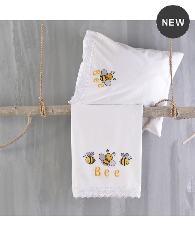 Σετ σεντόνια κούνιας (105Χ160) ΗΟΝΕΥ ΒΕΕ YELLOW, RYTHMOS HOME Βρεφικά Σεντόνια