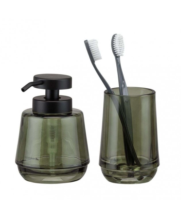 Mood green set δοχείο κρεμοσάπουνου 380 ml & ποτήρι οδοντόβουρτσας Sealskin