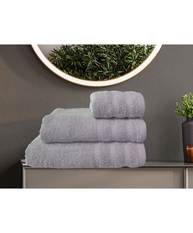ΣΕΤ ΠΕΤΣΕΤΕΣ  DIOS3 SILVER 3ΤΕΜ 30x50cm 50x100cm 70x140cm 100% COTTON 450gsm Σετ πετσέτες Mπάνιου