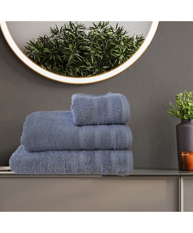 ΣΕΤ ΠΕΤΣΕΤΕΣ  DIOS1 BLUE 3ΤΕΜ 30x50cm 50x100cm 70x140cm 100% COTTON 450gsm Σετ πετσέτες Mπάνιου
