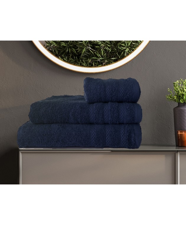 ΣΕΤ ΠΕΤΣΕΤΕΣ  DIOS4 NAVY 3ΤΕΜ 30x50cm 50x100cm 70x140cm 100% COTTON 450gsm Σετ πετσέτες Mπάνιου