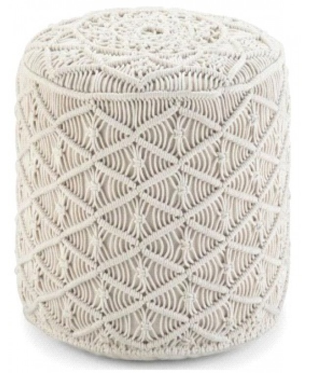 Πουφ Macrame ΚΟΜΒΟΣ Cotton 100% με εσωτερικη γέμιση Thermocol Sheet 40x40x40 Natural Πουφ