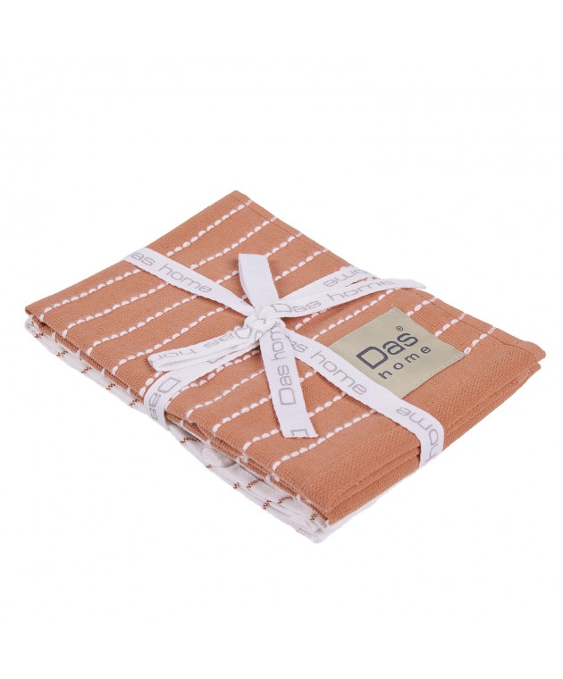 DAS HOME ΣΕΤ ΠΟΤΗΡΟΠΑΝΑ 2ΤΜΧ 30Χ50 0826 TERACOTTA, WHITE Ποτηρόπανα