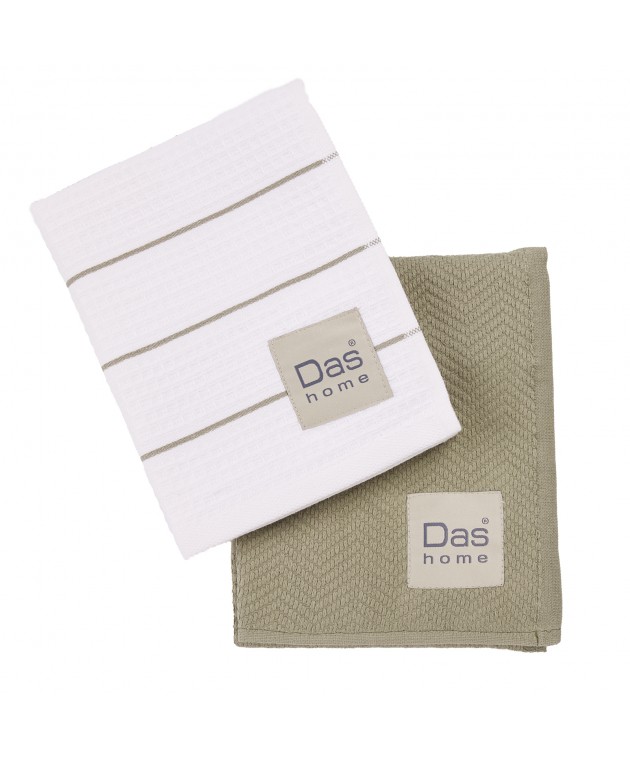 DAS HOME ΣΕΤ ΠΟΤΗΡΟΠΑΝΑ 2ΤΜΧ 30Χ50 0827 GREEN, WHITE Ποτηρόπανα