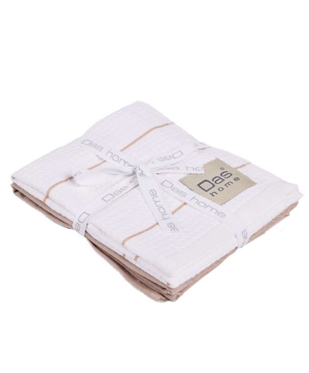 DAS HOME ΣΕΤ ΠΟΤΗΡΟΠΑΝΑ 2ΤΜΧ 30Χ50 0830 TAUPE, WHITE Ποτηρόπανα
