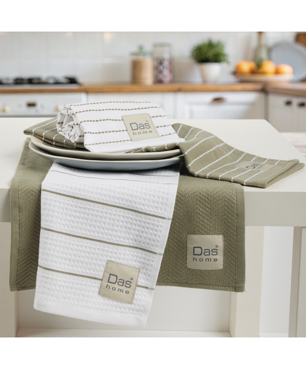 DAS HOME ΣΕΤ ΠΟΤΗΡΟΠΑΝΑ 2ΤΜΧ 30Χ50 0822 GREEN, WHITE Ποτηρόπανα