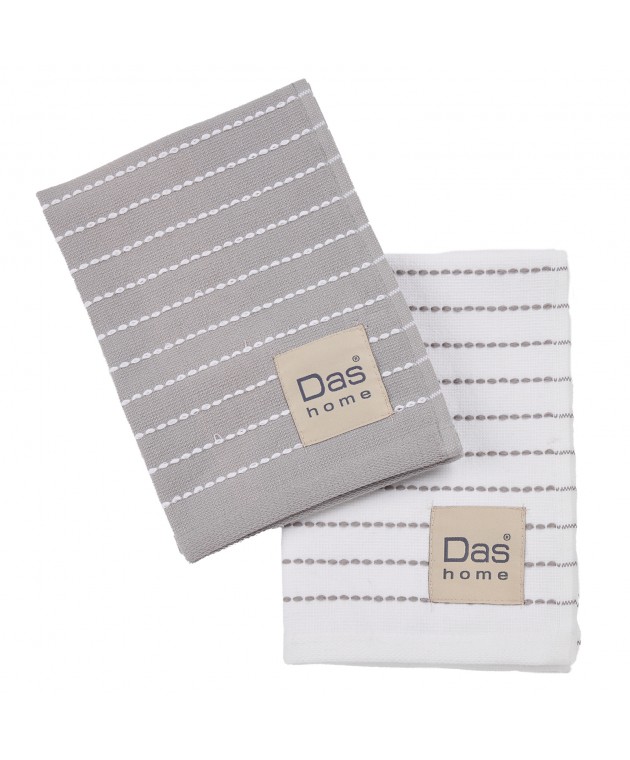 DAS HOME ΣΕΤ ΠΟΤΗΡΟΠΑΝΑ 2ΤΜΧ 30Χ50 0824 GREY, WHITE Ποτηρόπανα