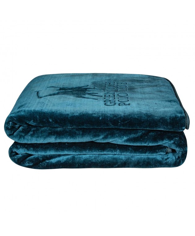 GREENWICH POLO CLUB ΚΟΥΒΕΡΤΑ VELOUR ΥΠΕΡΔΙΠΛΗ ESSENTIAL 3498 DARK AQUAMARINE 220Χ240 Κουβέρτες Βελουτέ Υπέρδιπλες