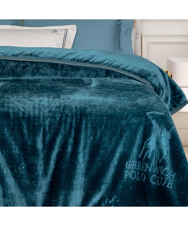 GREENWICH POLO CLUB ΚΟΥΒΕΡΤΑ VELOUR ΥΠΕΡΔΙΠΛΗ ESSENTIAL 3498 DARK AQUAMARINE 220Χ240 Κουβέρτες Βελουτέ Υπέρδιπλες