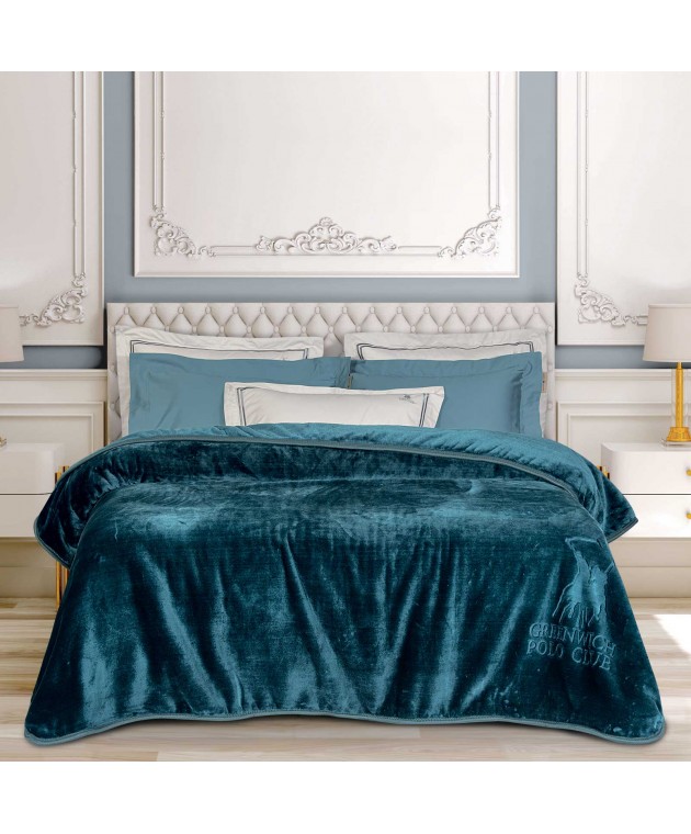 GREENWICH POLO CLUB ΚΟΥΒΕΡΤΑ VELOUR ΥΠΕΡΔΙΠΛΗ ESSENTIAL 3498 DARK AQUAMARINE 220Χ240 Κουβέρτες Βελουτέ Υπέρδιπλες