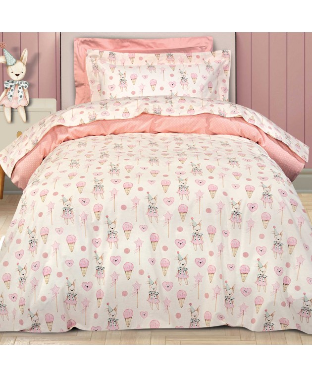 GREENWICH POLO CLUB ΣΕΤ ΠΑΠΛΩΜΑΤΟΘΗΚΗ ΜΟΝΗ ESSENTIAL 8859 IVORY, PINK 160Χ240 Παιδικές Παπλωματοθήκες