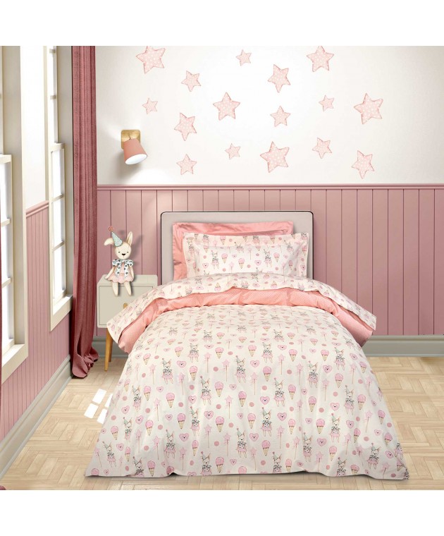 GREENWICH POLO CLUB ΣΕΤ ΠΑΠΛΩΜΑΤΟΘΗΚΗ ΜΟΝΗ ESSENTIAL 8859 IVORY, PINK 160Χ240 Παιδικές Παπλωματοθήκες