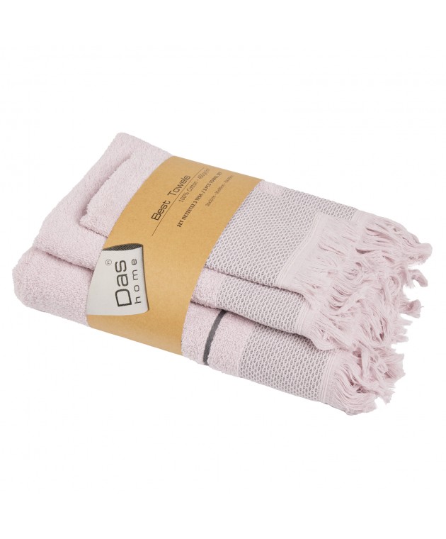 DAS HOME ΣΕΤ ΠΕΤΣΕΤΕΣ 3ΤΕΜΑΧΙΩΝ BEST 0838 LILAC Σετ πετσέτες Mπάνιου