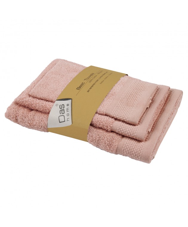 DAS HOME ΣΕΤ ΠΕΤΣΕΤΕΣ 3ΤΕΜΑΧΙΩΝ BEST 0832 PINK Σετ πετσέτες Mπάνιου