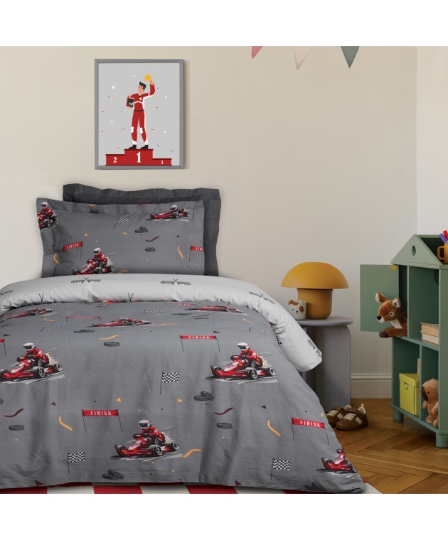 DAS KIDS ΣΕΤ ΣΕΝΤΟΝΙΑ ΜΟΝΑ 4976 GREY 170Χ260 Παιδικά Σεντόνια
