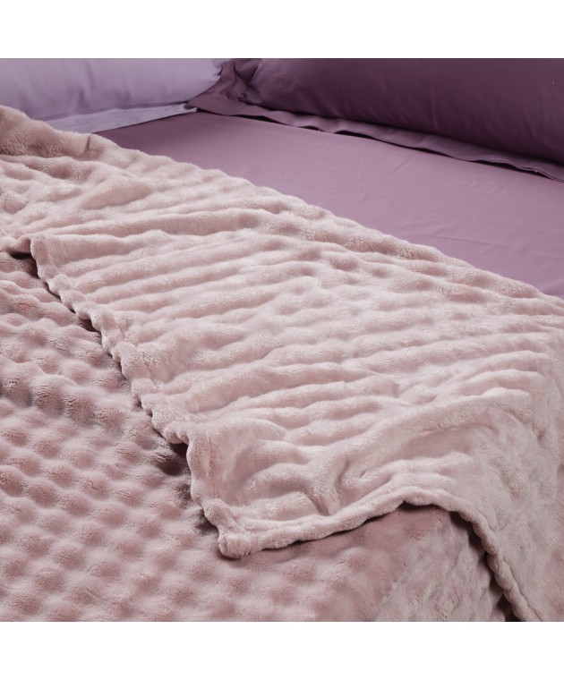 DAS HOME ΚΟΥΒΕΡΤΑ BUBBLE FLEECE 240Χ260 1372 DUSTY LILAC Κουβέρτες Fleece King Size