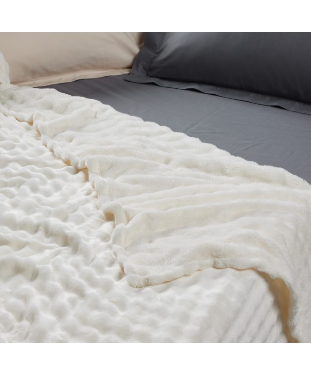 DAS HOME ΚΟΥΒΕΡΤΑ BUBBLE FLEECE 240Χ260 1369 IVORY Κουβέρτες Fleece King Size