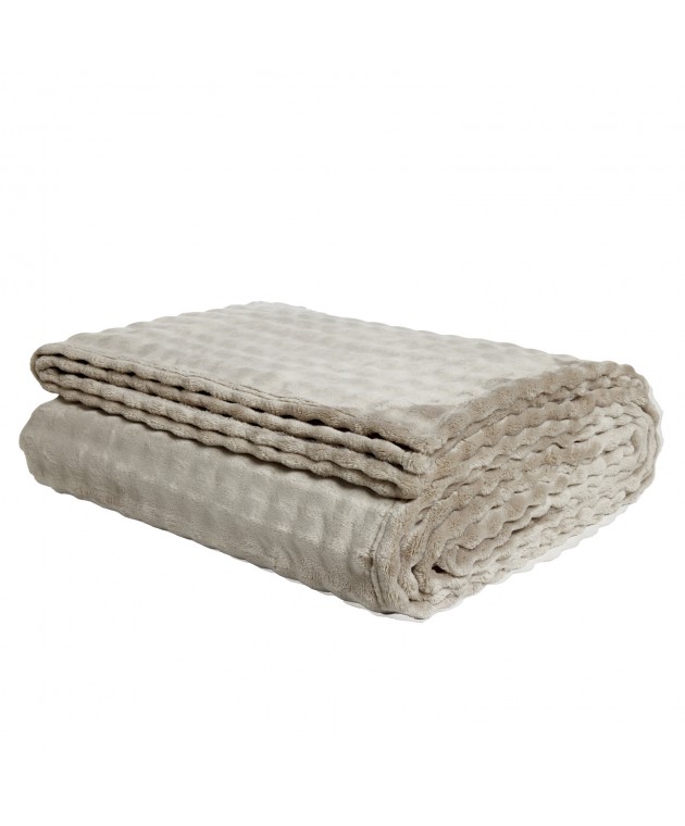 DAS HOME ΚΟΥΒΕΡΤΑ BUBBLE FLEECE 240Χ260 1370 TAUPE Κουβέρτες Fleece King Size